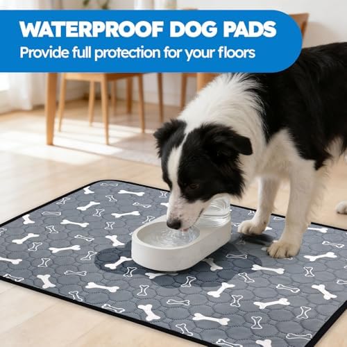Washable Pee Pads for Dogs, Absorbent Reusable Puppy Pads, Non-Slip & Waterproof Dog Training Mat for Whelping Playpen Crate, Gray 28" x40"