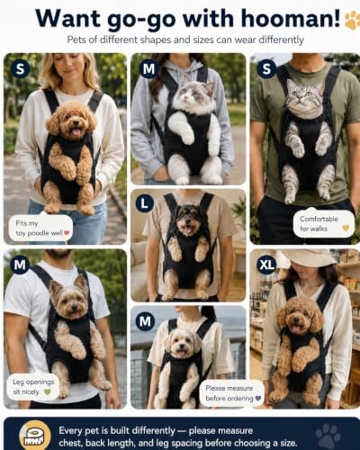 Cat Carrier Backpack, Adjustable Front Pet Carrier with Legs Out Design for Small Medium Dogs Cats 5-18 Lbs, Soft Wearable Dog Chest Sling Pouch for Hiking Camping Travel Cycling Outdoors