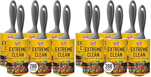 Scotch-Brite 50% Stickier Lint Roller Works Great On Pet Hair 6 Rollers 48 Sheets per Roller 288 Sheets Total (Packaging May Vary) (Pack of 2)