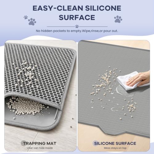 Cat Litter Mat, XL 47 x 37 in Extra Large Silicone Litter Box Mat