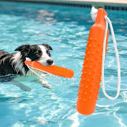 BINGPET Dog Float Bumper Toy,10.8 Inch Large Training Dummy Retrieving Bumpers Summer Pool Toy Tug Game for Large XL Dogs Retriever(Orange)