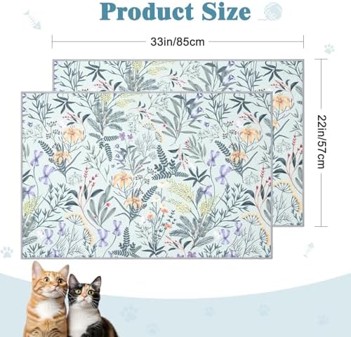 Bienbee Cat Litter Mat, 2 Pack 33" x 22" Machine Washable for Litter Boxes