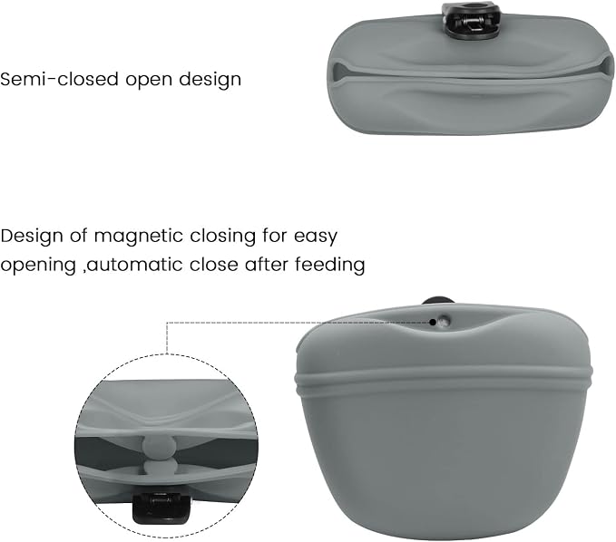 AUDWUD Silicone Dog Treat Pouch with Clicker Magnetic Closure Secure Clip | Upgraded clip keeps your treat pouch secure during training.Magnetic closure allows fast one hand access.Includes dog click
