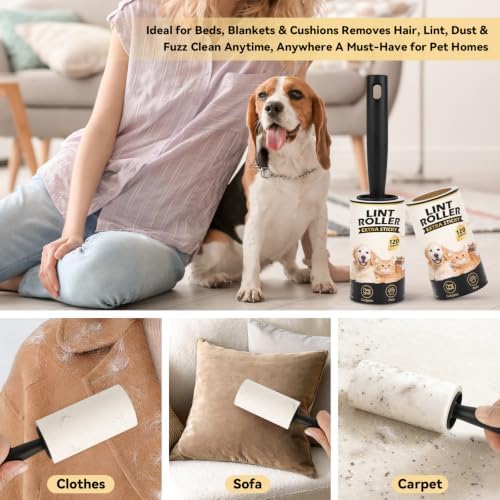 Lint Roller for Pet Hair Removal, Extra Sticky Pet Hair Rollers
