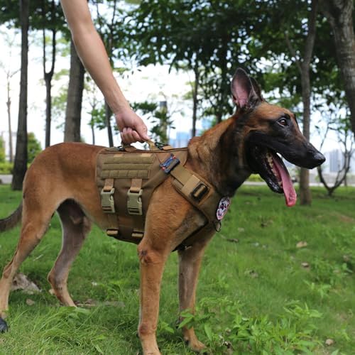 ICEFANG No Pull Tactical Dog Harness for Large Dogs,Adjustable Dog Vest