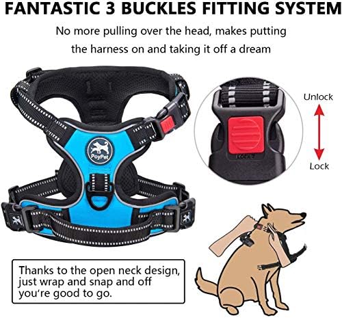 PoyPet Dog Harness and Leash Set, No Pull Vest with Front Clip and Handle