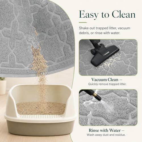 Yimobra Cat Litter Mat, Waterproof Litter Trap Mat, 35.4x23.6, Grey