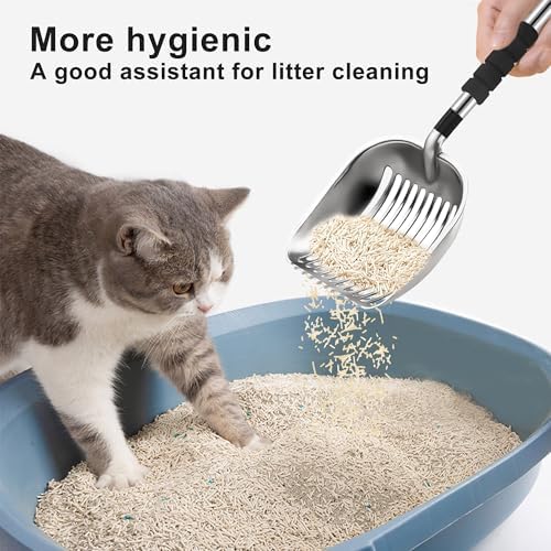 Stainless Steel Cat Litter Scoop, Detachable Long Handle Deep Shovel