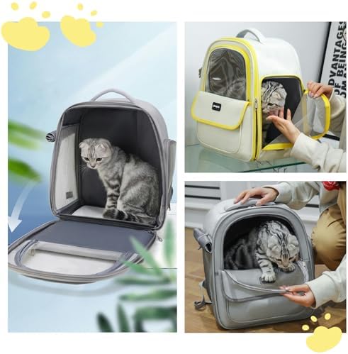 Cat Backpack Carrier for Travel & Hiking - Large Space, Durable & Breathable Pet Carrier for Cats & Small Dogs - Anti-Scratch, Escape-Proof Design (Brown, Large)