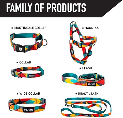 Wolfgang Heavy Duty, Adjustable Dog Collar with Quick Release Nylon Buckle for Walking & Training, ShatterShapes Print, Large