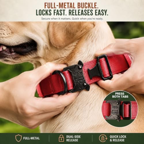 Tactical Dog Collar with Handle, Heavy Duty Nylon for Large Dogs
