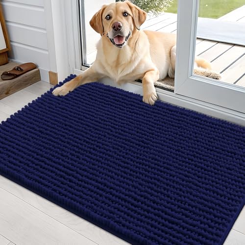 OLANLY Dog Door Mat for Muddy Paws 36x24, Extra Absorbent Chenille Mud Mat