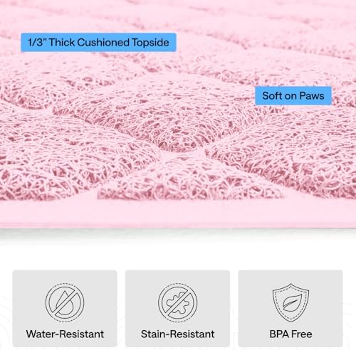 GORILLA GRIP Cat Litter Box Mat, Coiled Mesh Trapping Mats 24x17 Light Pink
