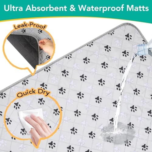 FUWERY Washable Pee Pads for Dogs ,34"X36", Grey, 2 Packs