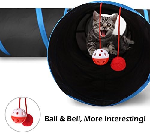 Pawaboo Cat Tunnel, Cat Tunnels for Indoor Cats, 4-Way Foldable Cats Tube