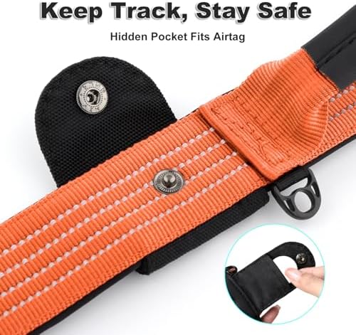 Plutus Pet Tactical Dog Collar with Pocket for AirTag, Orange, S