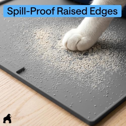 GORILLA GRIP Cat Litter Box Mat, Easy Clean Silicone Mats, 30x24 Gray