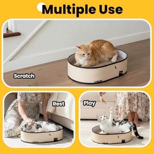 Conlun Oval Cat Scratcher Box with 4 Scratching Pads | Medium