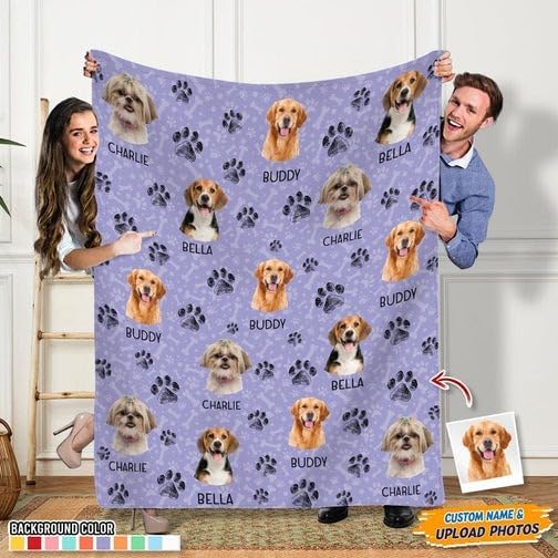 Pamaheart Custom Dog Face Blankets, Personalized Pet Photo Blanket, Fleece Dog Blankets, Customized Photo Throws, Dogs Dad Gifts, Pet Lover Gifts, Memorial Gift /2