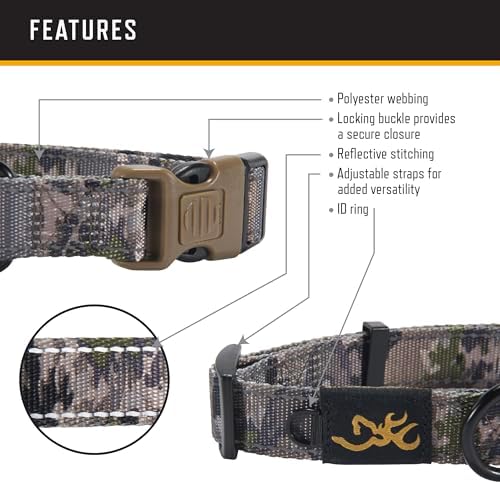 Browning Classic Webbing Camo Collar, Large, 1 x 18-28in Ovix Camo