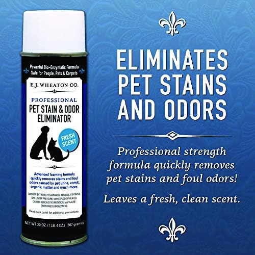 E.J. Wheaton - Pet Stain Odor Eliminator, Professional Strength Enzyme Cleaner for Dog and Cat Urine and More, Large Aerosol Spray, 20 Oz. Can