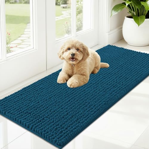 OLANLY Dog Door Mat for Muddy Paws 47x20, Extra Absorbent Chenille Mud Mat