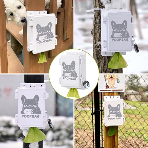 Heavy Duty Outdoor Dog Poop Bag Dispenser -Wall Mountable, Waterproof Poop Bag Organizer Dispenser for Home, Porch, Lawn, Yard Cleanup- Neighbor-Friendly Cleanup Solution（FBD-Without bag）