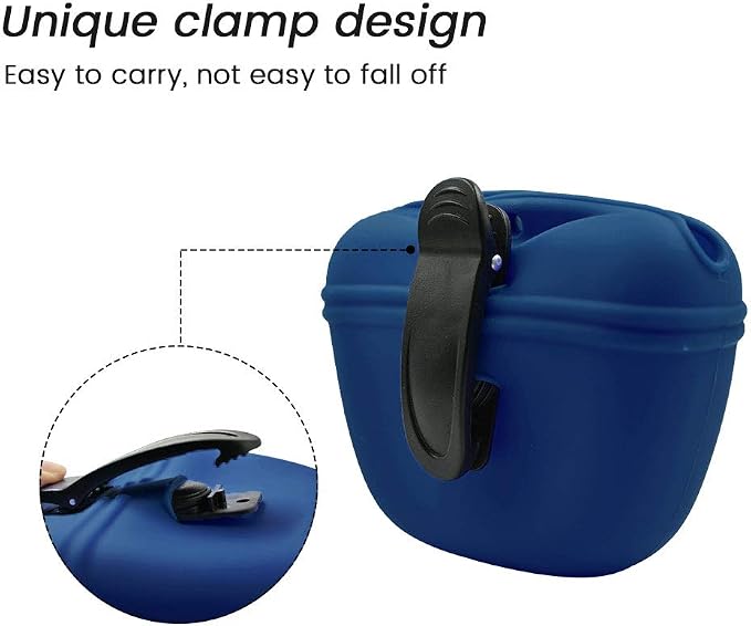 AUDWUD Silicone Dog Treat Pouch with Clicker Magnetic Closure Secure Clip | Upgraded clip keeps your treat pouch secure during training.Magnetic closure allows fast one hand access.Includes dog click