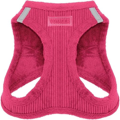 Voyager Step-in Plush Dog Vest Harness -Fuchsia Corduroy, L