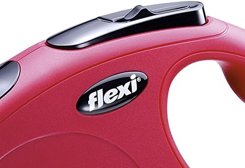 FLEXI New Classic Cord Retractable Dog Leash for Small Dogs up to 26 lbs. – 26 ft., Red | Tangle-Free Pet Walking Leash with One-Handed Brake, Pause, Lock | German Quality Product