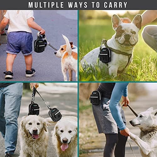 PetAmi Dog Poop Bag Holder for Leash, Waste Bag Dispenser Pet Pouch, Black
