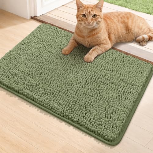 Bcoimo Super Absorbent Cat Door Mat, 24"*17" Anti Slip Mat for Muddy Paws