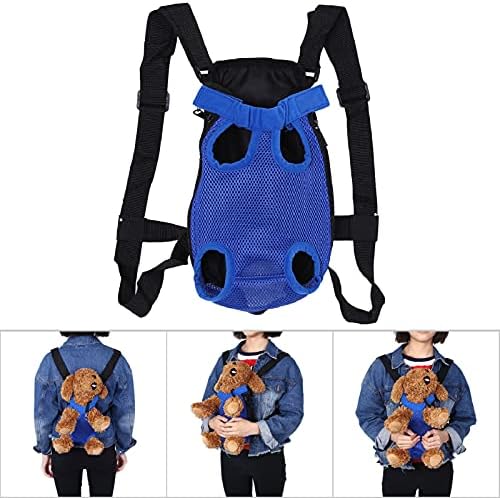 Pet Backpack, Fashionable Dog Five Holes Front Chest Tote Carrier Net Bag(Dark Blue S)