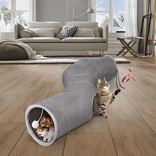 Ownpets S-Shape Cat Tunnel Toy 48"L x 10"D, for Cats, Puppies & Small Pets