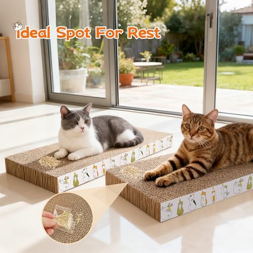 PatiencET 2 Pack Cardboard Cat Scratcher Pad with Catnips