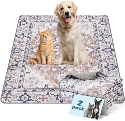 Washable Pee Pads for Dogs and Cats 2 Pack Reusable Puppy Training Pads 36"x24" Super Absorbent Waterproof Dog Training Pads, Non-Slip and Leak-Proof Whelping Pads for Pet Housebreaking Light Brown