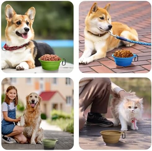 PetBonus 2-Pack Collapsible Dog Bowls, Portable Travel Dog Water Food Bowls