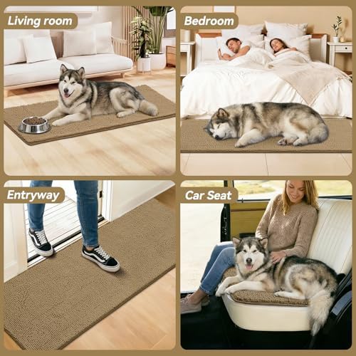 Bcoimo Super Absorbent Dog Door Mat, 60"*24" Anti Slip Mat for Muddy Paws
