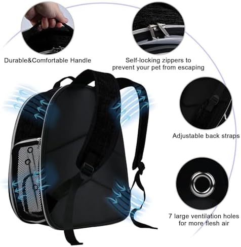 BAGLHER Cat Carrier Backpack Bubble - Fit Up to 18 Lbs - Airline-Approved Dog Backpack Carrier for Small Pets Puppies Dogs Bunny, Space Capsule Dog Carrier Backpack for Travel Outdoor Hiking, Black