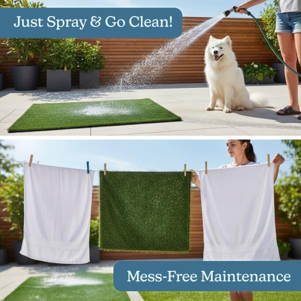 Artificial Grass Puppy Pee Pad for Dogs and Small Pets - Set of Three 23x18.5-Inch Reusable 3-Layer Turf Pads for Dogs - Indoor and Outdoor Fake Grass Potty Pet Supplies by PETMAKER