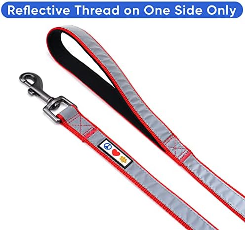 Pawtitas 6 FT Padded Dog Leash with Comfortable Neoprene Padding Handle - Red Lead | Medium Reflective Dog Leash with Highly Reflective Band Perfect for Medium and Large Dogs and Puppies.