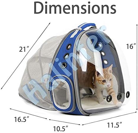 Back Expandable Clear Cat Backpack Carrier, Fit up to 12 lbs, Space Capsule Bubble Window Pet Carrier Backpack for Cat and Small Puppy