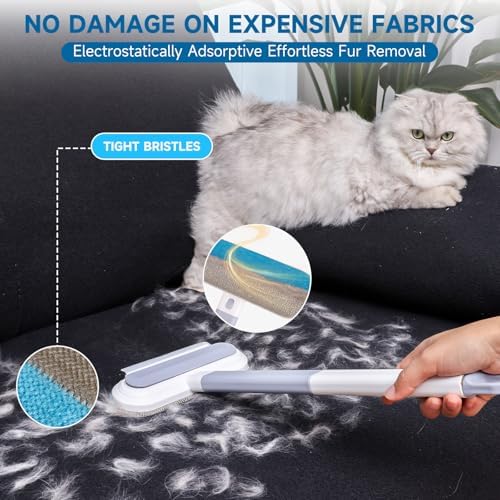 Cat and Dog Hair Remover for Couch & Furniture, Better Than Lint Rollers for Pet Hair, Reusable, Washable Fur Cleaner for Carpets, Clothing, Bedding, Portable Multi-Surface Tool for Home & Car