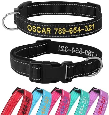 Personalized Dog Collar with Name and Phone Number, Soft Neoprene Padded
