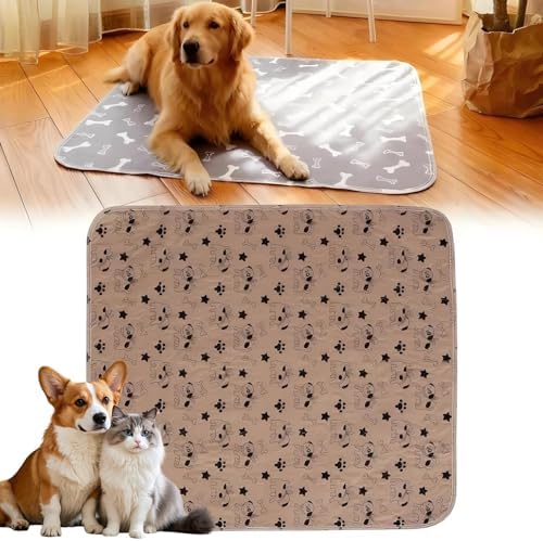 Pee Pads with Pheromones, Elite Pads for Cats, Washable Pee Pads for Dogs, Leak-Proof & Anti-Slip Pet Training Pad for Home & Travel(Brown-B, S: 11.8" × 11.8")
