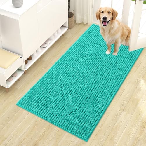 OLANLY Dog Door Mat for Muddy Paws 44x24, Extra Absorbent Chenille Mud Mat