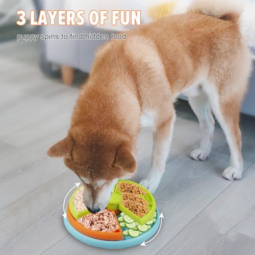 Atdoall Slow Feeder Dog Bowl, 3-Level Interactive Dog Puzzle Feeder