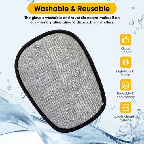 SAWMONG Pet Hair Remover Gloves 2-Pack – Extra-Wide Static Dog & Cat Hair Remover for Couch, Carpet, Clothes & Car Seats, Reusable Lint Roller Alternative