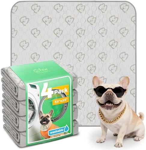 FXW Washable Pee Pads for Dogs, Super Absorbent, 35" Square, 4 Packs