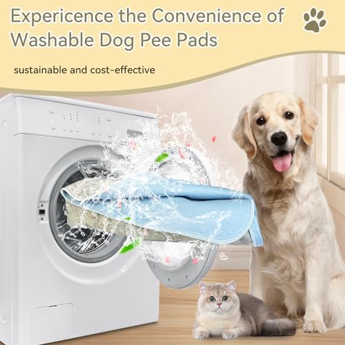 Washable Pee Pads for Dogs and Cats - 100% Waterproof Leakproof Reusable Puppy Pads, Super Absorbent & Non-Slip Whelping Training Pads Litter Mat for Furniture Protector Pet Housebreaking